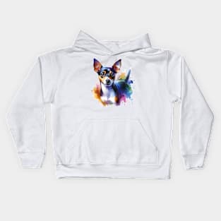 Rat Terrier Watercolor - Beautiful Dog Kids Hoodie